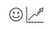 © Lucas - Happy smiley face icon with an upward trending graph line