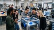 © Tatiana - Diverse students and engineer monitoring 3d printer in laboratory. Group of young adult working on automated manufacturing project. Innovative technology, stem education and teamwork.
