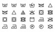 © Rajib - Laundry care symbols vector set with clothing washing instruction line icons for garment care label tag