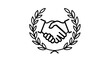 © Safieaya - Vector illustration of a fair play handshake line icon depicting two hands clasped in agreement, representing cooperation and mutual respect for social and business design contexts.