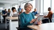 © Aliaksandra - workplace diversity, an empowered senior employee engages with colleagues in a modern office
