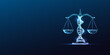 © Inna - DNA Double Helix Ethics Justice Scale Genetic Engineering Bioethics Glowing Blue Polygonal Vector