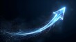 © Samudra_png - Futuristic glowing blue upward arrow with particle trails moving forward representing business growth financial success and technological progress