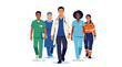 © Aan - Diverse Medical Team of Healthcare Professionals Walking Forward Vector Illustration