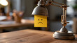 © lnsu - Sad Face Note Under Office Lamp on Wooden Desk
