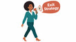 © Daunama - Businesswoman holding exit strategy megaphone illustration.
