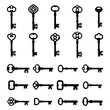 © NexaVectors - Vintage key types set icon Silhouette Vector black design on a white background