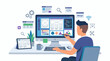 © Shogun - A man designing a website on a computer with various design elements