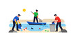 © Fania - Volunteers Cleaning Polluted Beach and Ocean from Plastic Trash