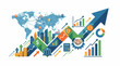 © nihil - A colorful infographic featuring a world map city skylines and various business-related icons