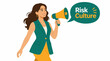 © Zena - Woman with megaphone promoting risk culture awareness.