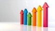 © EBG Stock Studio - Flechas de colores ascendentes sobre fondo claro en concepto de crecimiento, progreso y desarrollo empresarial