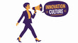 © Kuasmi - Businesswoman announcing innovation culture concept.