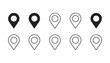 © Bd Artist - Line art and solid fill location pin icons, providing diverse options for maps and navigation.