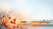 © galam - Thermometer Showing High Fever Surrounded by Virus Pathogens