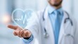 © Marta P. (Milacroft) - Doctor presenting digital heart icon, symbol of healthcare technology and cardiovascular medicine