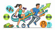 © daun - A dynamic illustration of a man and woman engaging in fitness activities