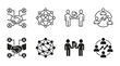 © Anarul - Networking and human resource management icons including handshake global connection document exchange team interaction
