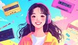 © Hitsuji - 韓国風女子とカセットテープのレトロポップ