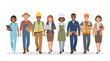 © VectorStudio - Diverse group of people of different professions walking forward vector illustration of various occupations, careers, and jobs