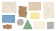 © Christine - Diverse collection of textured ripped paper pieces in various colors and shapes isolated on a transparent background.