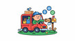 © davidbeck - A cartoon delivery man in a red truck delivering mail