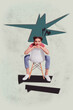 © deagreez - Vertical 3d art pop image collage of happy girl guy stand doodle icon bubble communication speech dialogue phrase conversation