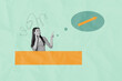 © deagreez - Banner 3d collage image photo of happy businessman businesswoman receive arrow progress statistics aim achievement success