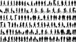 © Angel - Crowd of people silhouettes set, diverse pedestrian walking and cycling figures, black human shapes for architectural visualization and urban planning