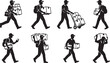 © Abu - Delivery man icons, courier silhouettes, moving worker graphics, laborer illustrations