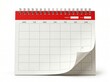 © GenAI Stock - Realistic blank desk calendar with red top header and a curling flipped page grid
