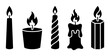 © Siam - Set of 5 Black Candle Icons, Vector Graphics for Ambiance, Celebration, and Decoration