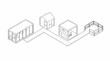 © Maonah - Architectural drawing of modular housing units connected by walkways.