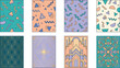 © MDUZZAL - Set of eight decorative geometric patterns in art deco and memphis style for creative projects