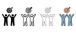 © Rayhan - Stick figures with raised arms and targets on white background  teamwork and goal achievement icons