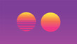 © Nizam - 80s Sunset Retro Neon Background, 90s Electro Poster, Vintage Grid Landscape, Synthwave Space Sun Icon