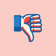 © mulyani - A stylized thumbs down icon with red and blue accents