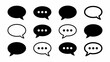 © Ratin - Collection Of Speech Bubble Silhouettes With And Without Ellipsis On White Background chat balloon dialogue box conversation communication message