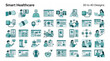 © Shaon - Smart healthcare digital medical services icons collection with healthcare technology medicine wellness diagnostic hospital monitoring tracking analysis telemedicine consultation