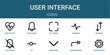 © Marie - Set of 10 outline User Interface icons for reports, landing pages and application screens. Editable stroke icon pack including heart activity, notification, exchange, notification disable and