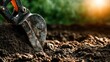© Taufik - Excavator bucket digging into rich soil, sunlight glinting off metal