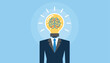 © Emma - Creative business concept of businessman with a glowing lightbulb brain head representing ideas.
