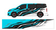 © bogi - Blue and black jagged geometric van wrap decal.