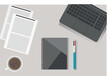 © VTauscher purdesign9 - Illustration d'un bureau de travail propre et organisé d'un employé ou un patron
