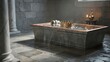 © Kitta Studio - Elegant stone bathtub with flowing water in historic indoor setting