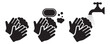 © maxalamin09 - Wash Hands Icon Set Black Glyph and Line Style Vector Illustration for Hygiene Cleanliness and Sanitation Concept