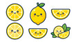 © Fendi - A vibrant flat design illustration showcases a whole lemon alongside three different cuts.