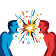 © Dita - Two people yelling at each other with colorful explosion between them