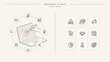 © Naaf - Business and tech infographic icons with laptop illustration . Vector illustration.