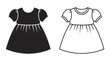 © Photo Sell - Child s dress silhouette black and white line art illustration